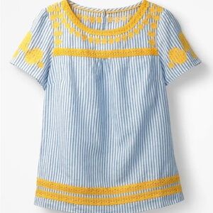 Boden Fiona Linen Embroidered Top